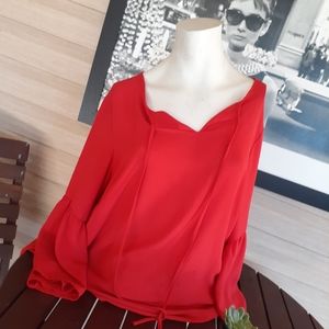 Violet + Claire Red Bell Sleeve Blouse Size Xlarge